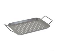 Juego de sartenes para parrilla sin barbacoa con asas dobles y construcción de acero al carbono para cocinar una gama de alimentos en parrillas de carbón de gas y eléctricas