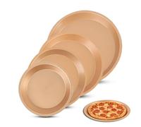 Juego de sartenes para pizza, 4 piezas de acero al carbono de 6, 7, 8 y 9 pulgadas, bandeja para pizza con calentamiento uniforme, placa de cocina, tabla apilable para hacer en