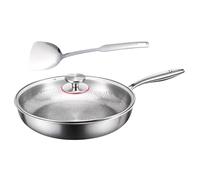 Juego de sartenes profesionales de metal con tapa y espátula incluida, gran distribución del calor, aptas para lavavajillas