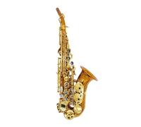 Juego de saxofón curvo de cobre fosforado chapado en oro, teclas soprano