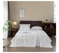 Juego de sαbanas de lino EVERLY tamaρo king, 100 % lino puro lavado a la piedra francιs, 4 piezas (1 sαbana encimera, 1 sαbana ajustable y 2 fund