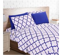 Juego de sαbanas Elegant Comfort de 4 piezas con estampado de enrejado marroquν, sϊper acogedor, resistente a la decoloraciσn y a las arrugas, mi