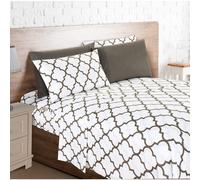 Juego de sαbanas Elegant Comfort de 6 piezas con estampado de enrejado marroquν, sϊper acogedor, resistente a la decoloraciσn y a las arrugas, mi