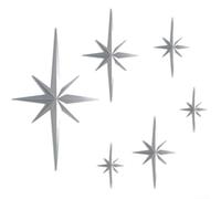 Juego de seis escultura de pared de estrella 3D de estilo retro, estrellas de plástico resistentes al polvo, diseñadas para mejorar la estética moderna de la pared y los estantes del hogar (plateado)