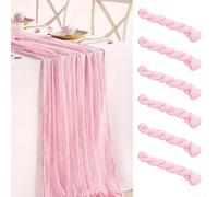 Juego de seis mesas rústicas de gasa azul bebé para despedidas de soltera, ceremonias de nombramiento de bebés, cenas y decoración del hogar ligera neutra (rosa, 6 piezas)