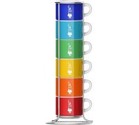 Juego de seis tazas apilables, multicolor, resistente de porcelana | Colección p