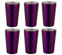 Juego de seis vasos de agua apilables de diseño eficiente en acero inoxidable para disfrutar de cada sorbo (morado)