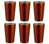 Juego de seis vasos de agua apilables de diseño eficiente en acero inoxidable para disfrutar de cada sorbo (rojo)