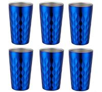 Juego de seis vasos de agua apilables de diseño eficiente en acero inoxidable para disfrutar de cada sorbo (azul)