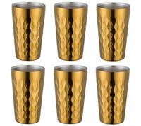 Juego de seis vasos de agua apilables de diseño eficiente en acero inoxidable para disfrutar de cada sorbo (dorado)