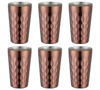Juego de seis vasos de agua apilables de diseño eficiente en acero inoxidable para disfrutar de cada sorbo (oro rosa)