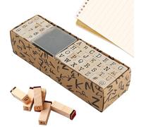 Juego de sellos con letras de 40 piezas - sellos con números y alfabetos de madera de 3,5 x 1 x 1 cm con almohadilla de tinta | Kit artesanal con símbolos de la A a la Z para scrapbooking, diario