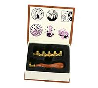 Juego de sellos de cera para gato luna, anbose, incluye 6 sellos de cera con estrella de la luna, sellos de cera de montaña, sellos de cobre + 1 mechón de madera, kit de sello de cera de sellado para