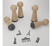 Juego de sellos de ciudades del mundo - Estampado y sueños con motivos conocidos de metrópolis - Idea de regalo creativa para los amantes de los viajes y los fans de la ciudad