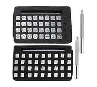 Juego de sellos de cuero alfabeto, 68 piezas de artesanía impresión Kit de herramientas de escultura de 6 mm con 2 asas para artesanía de cuero