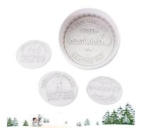 Juego de sellos de galletas de Feliz Navidad | 4 moldes redondos para hornear | Sello de galletas de Navidad y moldes para tartas | Moldes de decoración de pasteles para galletas, fondant,