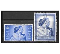 Juego de sellos de jubileo de plata vintage King George VI y Queen Elizabeth
