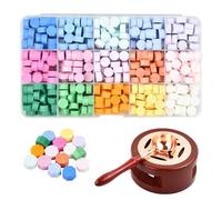 Juego de Sellos de Lacre, Aproximadamente 375 Cuentas de Cera, con Juego de Calentador de Cera, 15 Colores, Adecuado para Invitaciones de Boda, Sellado de Sobres, Envoltura de Regalos (Morandi)