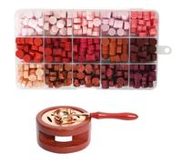 Juego de Sellos de Lacre, Aproximadamente 375 Cuentas de Cera, con Juego de Calentador de Cera, 15 Colores, Adecuado para Invitaciones de Boda, Sellado de Sobres, Envoltura de Regalos (Rojo)