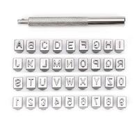 Juego de sellos de letras mayúsculas y números de 4 mm, herramientas para estampar el alfabeto, herramientas para estampar artesanías en cuero