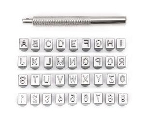 Juego de sellos de letras mayúsculas y números de 4 mm, herramientas para estampar el alfabeto, herramientas para estampar artesanías en cuero
