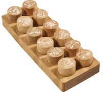 Juego de sellos de madera COLOP Woodies «Animales de granja» con 12 motivos, sellos identificativos y motivadores de madera de haya, tamaño de la impresión: Ø 29 mm, rectangular