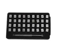 Juego de sellos de metal con letras y números de 36 piezas, sellos de alfabeto de 3 mm, perforador de letras de acero para imprimir marcas en cuero de madera y metal