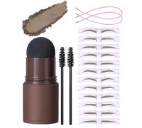 Juego de sellos en polvo para cejas, pintura impermeable y duradera para cejas, polvo, maquillaje con 12 plantillas de cejas, formas y colores rápidos, adecuados para principiantes (#01 rubio)