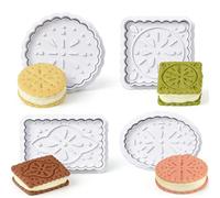 Juego de sellos para galletas, 4 moldes de prensa de galletas, cortador de galletas clásico 3D con sello de émbolo, 4 estilos divertidos de moldes para galletas para dulces, hornear, pasteles