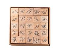 Juego De Sellos Para Niños - Paquete De 25 De Madera 8,5x8,5x2,7cm | Kit De Estampado De Mariposas, Sellos De Arte Vintage DIY | Selos De Madera Decorativos Para Artes Y Manualidades, Álbumes De Reco