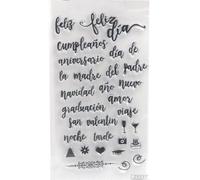 Juego de sellos transparentes de 6.3 x 3.54 pulgadas, saludos navideños en español, para Navidad y Año Nuevo, fabricación de tarjetas y decoración de álbumes de fotos, decoración de álbumes en relieve