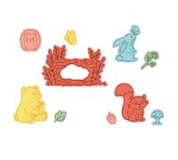 Juego de sellos transparentes Sizzix con troqueles Framelits, Forest Friends, 10 sellos de goma y 10 troqueles