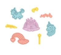 Juego de sellos transparentes Sizzix con troqueles Framelits, unicornios y arcoíris, 8 sellos de goma y 8 troqueles de corte