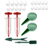 Juego de sembradora de mano y máquina de jardinería manual, herramienta de plantación de precisión para diminutos, kit dispensador de plástico ergonómico para flores y verduras, portátil (paquete N)