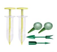 Juego de sembradora y esparcidor manual con herramientas de trasplante, kit de plantación de jardín de precisión de mano para espacios pequeños, dispositivo portátil de siembra de verduras (amarillo)
