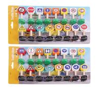Juego de señales de tráfico - 16 piezas juguetes para niños letrero de calle, juego educativo educativo, bloques de madera, aprendizaje temprano, actividad de detección de seguridad | regalo de fiesta