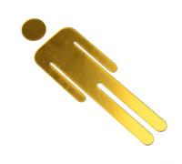 Juego de señalización de baño elegante par de pegatinas de acrílico para WC para un uso fácil (dorado)