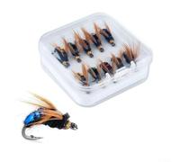 Juego de señuelos de pesca con mosca con alas de imitación realistas para trucha, lubina, peces Panfish, arroyos de agua dulce y entornos de agua tranquila, incluye diez piezas en caja de