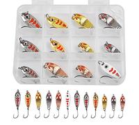 Juego de señuelos de pesca de trucha, anzuelos de trucha, cebos de metal duro, mini señuelos de cuchara de pesca para perca y char crappie