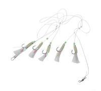 Juego de señuelos de pesca en alta mar con 5 ganchos luminosos, construcción de acero al carbono y eslabones a presión para un fácil aparejo para atraer lubina, bacalao y otras especies (2#)