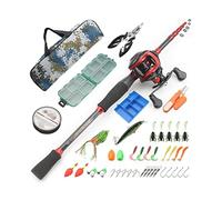 Juego de señuelos retráctiles con Mango de Pistola, caña de Pescar de Carbono, Juego de señuelos con línea, señuelo biónico, Gancho y Bolsa de Transporte (Traje para Mano Derecha 2,4 m)