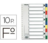 Juego de separadores de plástico Esselte de 10 separadores de folio con 5 colores multiperforados
