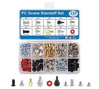 Juego de separadores de tornillos de PC con 10 tipos de juntas de tornillos y separadores de latón para montaje de disco duro de placa base y ventilador