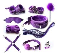 Juego de Set de Restricción BDSM Set Restricciones y, Juego de de 10 Piezas Juego SM de Sexo Extremo con Esposas + Restricciones de Collar Juguetes Sexuales Eróticos para(Lila)