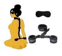 Juego de sexual Correas de sujeción BDSM Cama tamaño king Puños de cuello a muñeca con cuello con venda suave Kit de sujeción de cama Restricciones para adultos Sexo para parejas