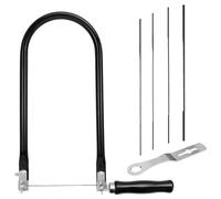 Juego de Sierra de Marquetería que Incluye 4 Hojas de Sierra (4#6#8#10#) Llave de Montaje y Arco de Sierra de Marquetería para Metal y Madera Sierra de Hierro Pequeña Giratoria 360 Grado Negro