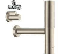 Juego de sifón de diseño AXOR flowstar de hansgrohe, con dos válvulas angulares y pulsadores, 51304820, Color: Níquel Cepillado