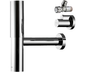 Juego de sifón de diseño AXOR flowstar de hansgrohe, con dos válvulas angulares y pulsadores, 51304950, Color: Latón cepillado
