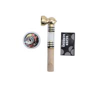 Juego de silbato puro con boquilla de madera, 5 filtros de acero inoxidable + 1 mini trituradora, silbato de metal, boquilla desenroscable, fácil limpieza, tubo ahumado, aspecto de cristal, tabaco