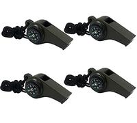 Juego de silbatos de supervivencia: herramienta de seguridad 3 en 1 con buscador de direcciones y medidor de temperatura para aventuras en el desierto, incluye cordón, paquete de 4